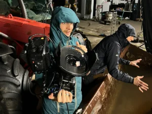 film cameraman with large camera