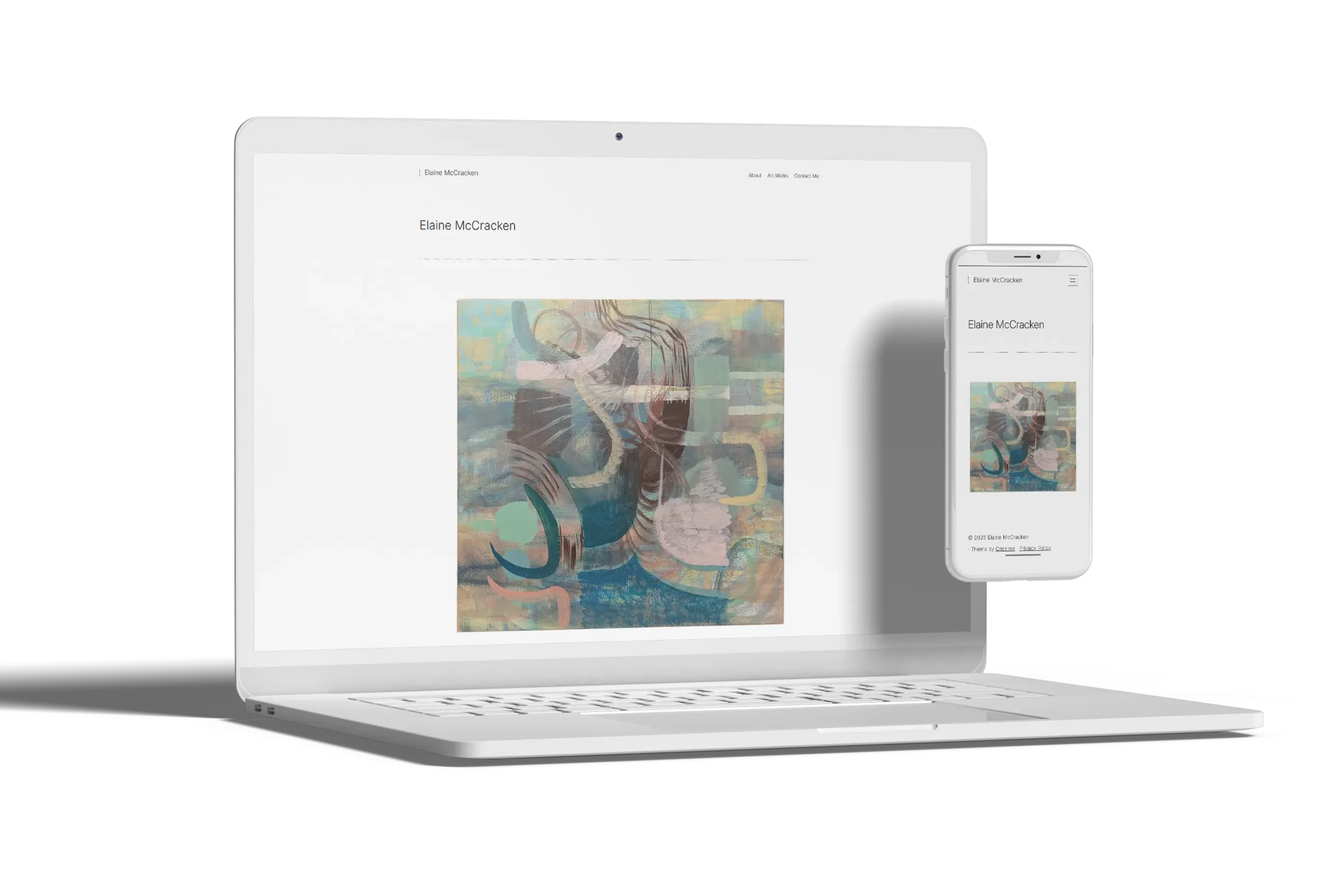 FES theme artist website on laptop and mobile 