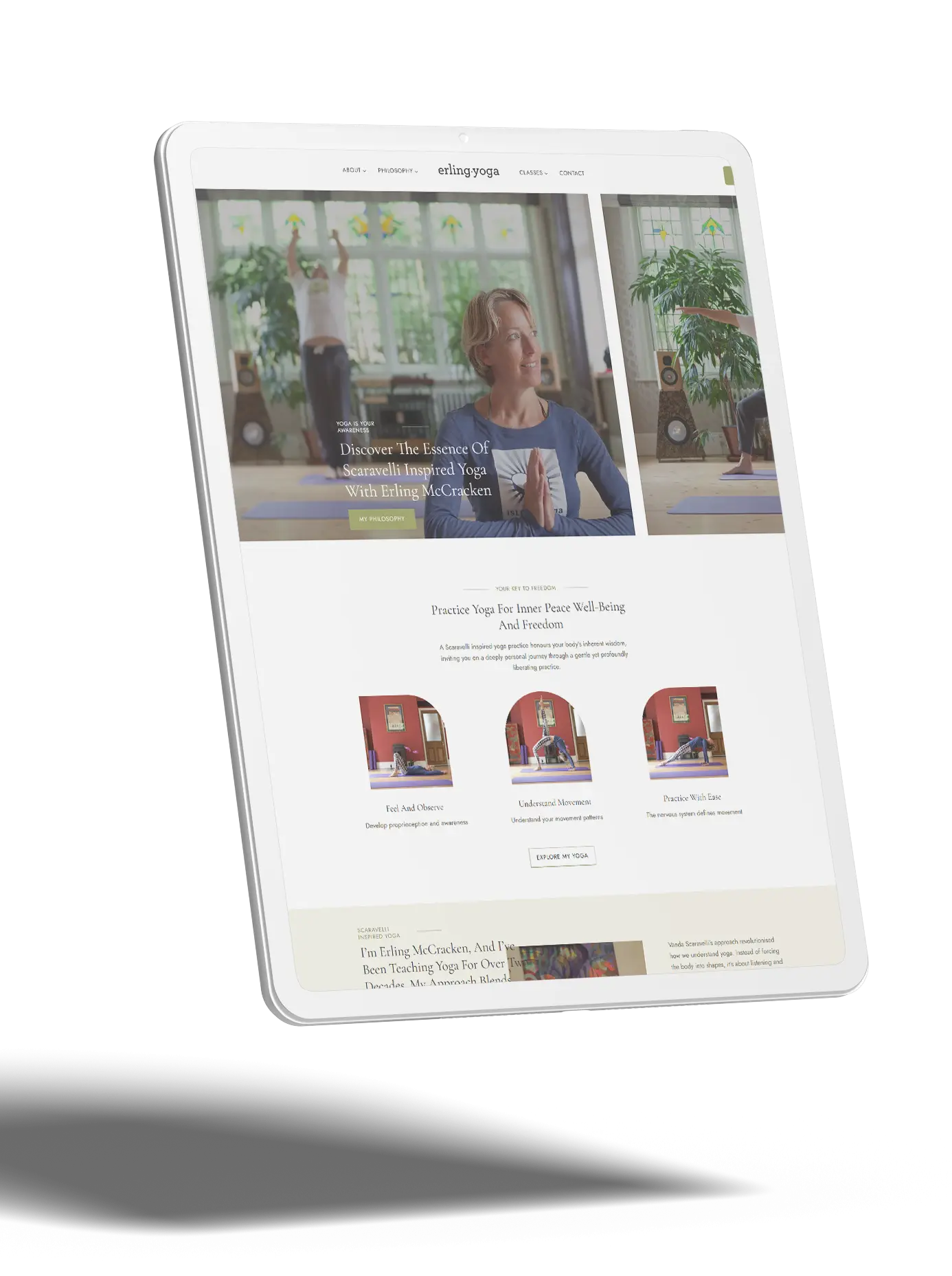 tablet mock up yoga website